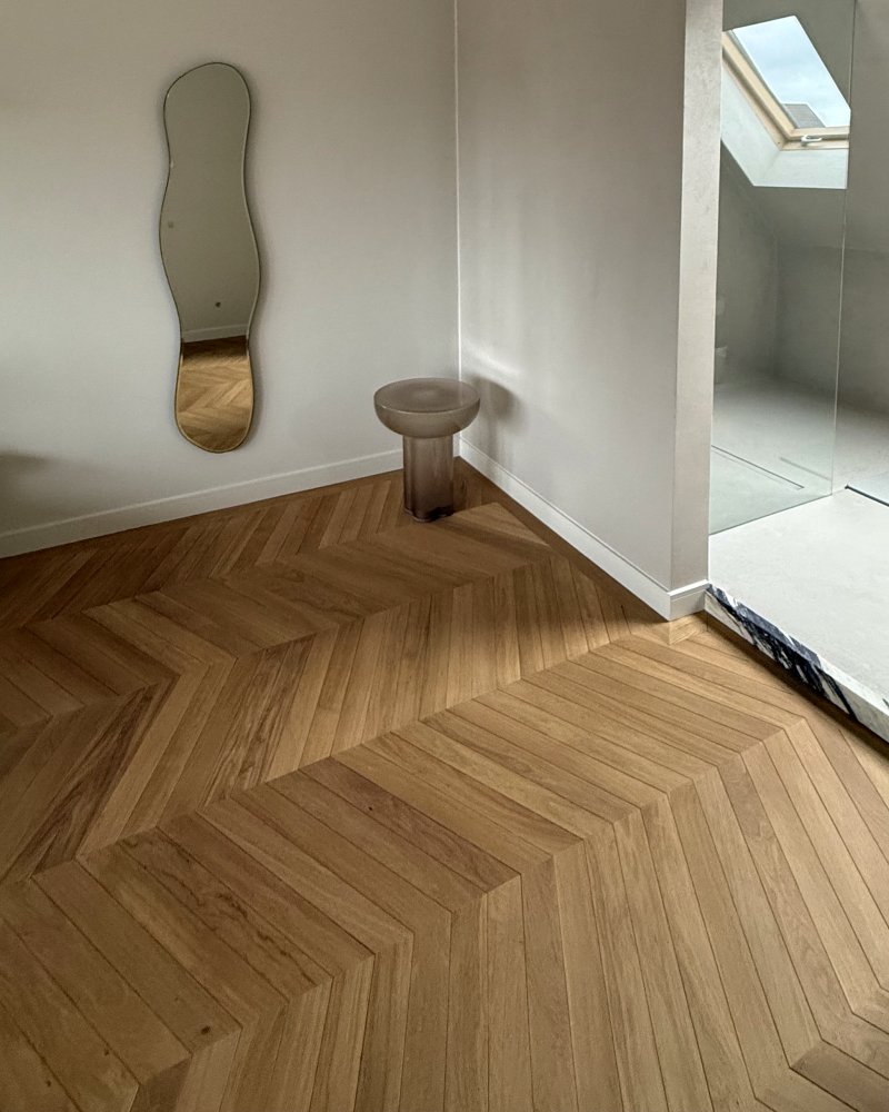 Hongaarse Punt Houten vloer in Hongaarse Punt patroon, gelegd door Themen Floors uit Amsterdam
